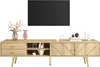Armoire TV Sweiko 160 cm avec pieds dorés, deux tiroirs et Voir les images du produit 1