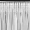 A close-up view of the top portion of white sheer curtains hanging from a curtain rod. Produktbild-Vorschau