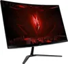 A curved computer monitor displaying a red, abstract graphic. Produktbild-Vorschau