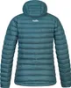 Back view of a teal puffer jacket with a hood. Anteprima dell’immagine prodotto