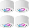 Four white cylindrical ceiling lights with colorful LED lights visible inside. Produktbild-Vorschau