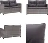 vidaXL 2 Sitzer Gartensofa mit Kissen Grau 124 cm Poly Produktbild-Vorschau 1