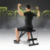 A man is exercising on a bench with resistance bands, with glowing text in the background. Náhľad obrázku produktu