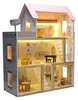 Holzpuppenhaus mit Möbeln, 78 cm, rosa, LED Produktbild-Vorschau 2