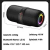 A product image showing a portable Bluetooth speaker with dimensions and specifications displayed. Produktbild-Vorschau