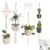 Handgewebte Hängende Blumenampeln 4er Set – Boho Produktbild-Vorschau 1