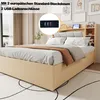 A bedroom scene featuring a bed with a headboard that has built-in storage and charging ports. Náhled obrázku produktu
