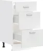 A white cabinet with three drawers, two of which are partially open. Voir les images du produit