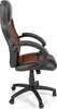 A side view of a black and brown racing-style office chair on a white background. Produktbild-Vorschau