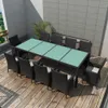 11-tlg. Garten-Essgruppe mit Auflagen Poly Rattan Schwarz Produktbild-Vorschau 2