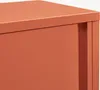 A close-up view of the corner of an orange metal cabinet. Voir les images du produit