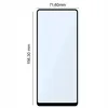 A diagram showing the dimensions of a smartphone screen protector. Produktbild-Vorschau