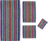 A set of towels with a colorful striped pattern. Produktbild-Vorschau