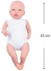 Babypuppe Lia mit Soft-Body in weißem Body mit Größenangabe 45 cm, ideal für Kinderhände. Voir les images du produit