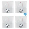 Four identical smart thermostats are displayed in a collage. Produktbild-Vorschau