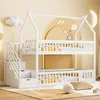 Merax Etagenbett 90x20 aus Massivholz mit Dach, Kinderbett Produktbild-Vorschau 1