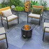 An outdoor patio scene with chairs around a fire pit. Produktbild-Vorschau