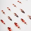 Künstliche Nägel Stiletto Lang Dunkel Rot Blood French Produktbild-Vorschau 3