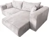 A light beige corduroy sectional sofa with a chaise lounge is shown from a diagonal front view against a white background. Produktbild-Vorschau