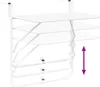 A white hanging balcony table with multiple shelves, shown against a white background. An arrow indicates the adjustable height. Anteprima dell’immagine prodotto