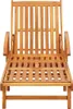 A wooden lounge chair with an extendable footrest, shown from the front. Produktbild-Vorschau