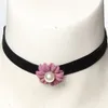 Choker Kropfband mit Samt Perlen-Blume Bordeaux Produktbild-Vorschau 1
