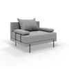A 3D render of a gray sofa with a pillow and armrests, set against a white background. Podgląd zdjęcia produktu
