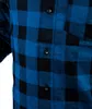 Close-up of a blue and black checkered flannel shirt. Podgląd zdjęcia produktu