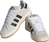 A pair of Adidas Campus 00s sneakers in beige with black stripes and white laces, displayed on a white background. Produktbild-Vorschau