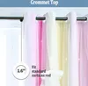 Close-up of grommet top curtains in pastel colors hanging on a rod. Náhled obrázku produktu