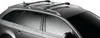 A close-up view of the roof of a silver car with black roof racks installed. Anteprima dell’immagine prodotto