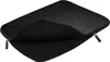 A black laptop sleeve with a hexagonal pattern on the outside, shown open. Produktbild-Vorschau