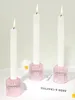 Kerzenständer Glas 3er Set Rosa Stabkerzen Teelichter Produktbild-Vorschau 1