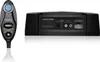 A black Alpine powered subwoofer and its remote control are shown against a white background. Produktbild-Vorschau