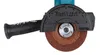 Close-up of an angle grinder with its protective guard and handle visible. Voir les images du produit