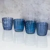 4er Set Windlicht H7,5cm Glas Blau Teelichthalter Tischdeko Produktbild-Vorschau 3