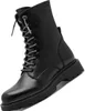 A black lace-up boot is shown against a white background. Produktbild-Vorschau