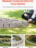 A collage showing garden edging being installed and examples of its use in flower beds, around a pool, and along pathways. Voir les images du produit