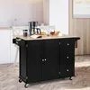 A black kitchen island with a wooden countertop is shown in a kitchen setting. Podgląd zdjęcia produktu