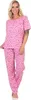 Damen Pyjama 2tlg. lange Hose Shirt in kurzen Ärmeln; Produktbild-Vorschau 1