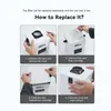 A four-panel instructional image showing how to replace a filter cartridge on a white device. Produktbild-Vorschau