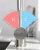 Close-up of a kitchen faucet handle with temperature indicators. Produktbild-Vorschau