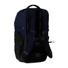 The back view of a dark blue and black backpack against a white background. Produktbild-Vorschau