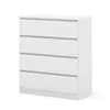 A white, four-drawer dresser against a white background. Produktbild-Vorschau