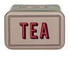 A rectangular metal tin with the word "TEA" printed on the front. Produktbild-Vorschau
