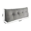 A gray wedge pillow with dimensions indicated by measurement lines and text. Produktbild-Vorschau