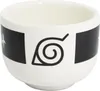 A white ceramic sake cup with a black band featuring the Konoha village symbol from Naruto. Náhled obrázku produktu