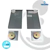 Two sets of metal mounting plates with magnetic discs and white plastic caps, likely for mirror or picture hanging. Produktbild-Vorschau