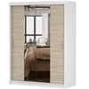 A wardrobe with sliding doors, one of which has a mirror, shown in a room setting. Voir les images du produit