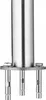 A close-up view of the base of a stainless steel handrail or railing, showing the mounting flange and three anchor bolts. Produktbild-Vorschau